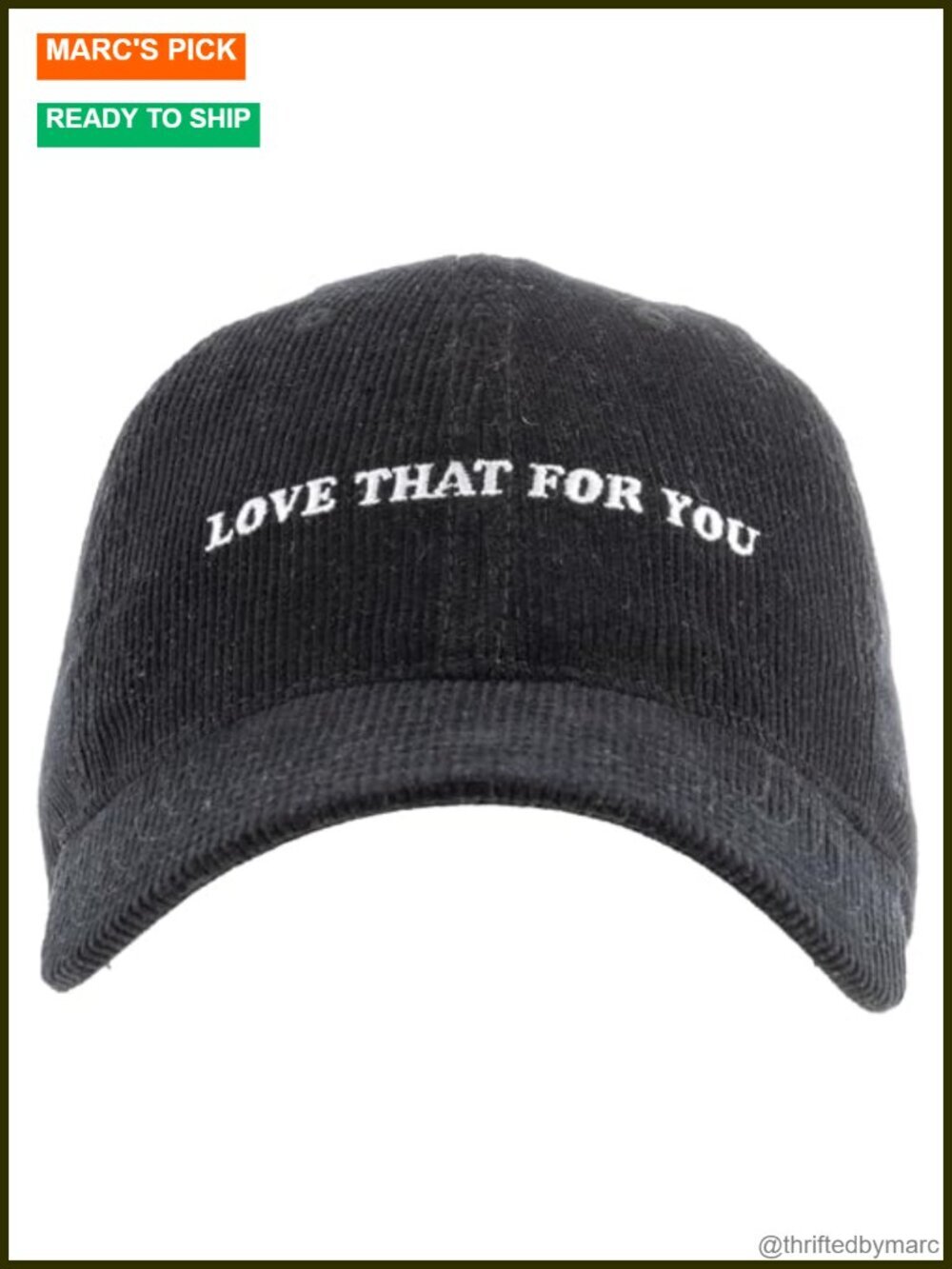 Unisex Adult Corduroy Baseball Cap with Embroidered Saying, Adjustable